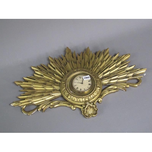 1065 - EARLY 20C SUNBURST WALL CLOCK, 64CM W; SMITHS EIGHT DAY MOVEMENT