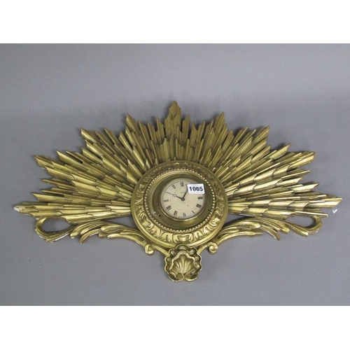 1065 - EARLY 20C SUNBURST WALL CLOCK, 64CM W; SMITHS EIGHT DAY MOVEMENT