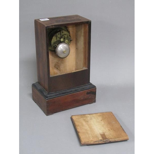 1069 - LATE 19C ROSEWOOD MARQUETRY CASED MANTEL CLOCK, 34CM H