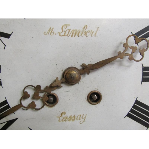 1081 - 19C FRENCH CAMTOISE CLOCK LACQUERED MOTHER OF PEARL INLAID WALL CLOCK NAMED M LAMBERT EASSAY, 62CM H... 