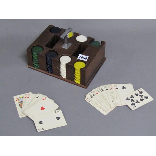 1099 - GAMING CHIPS HOLDER AND CHIPS, 22CM H