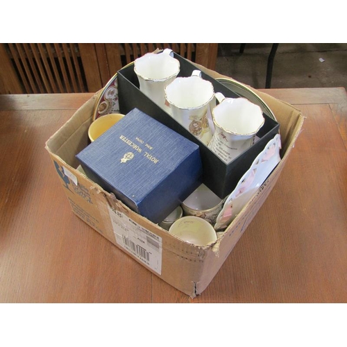 371A - THREE BOXED OF COMMEMORATIVE MUGS ETC