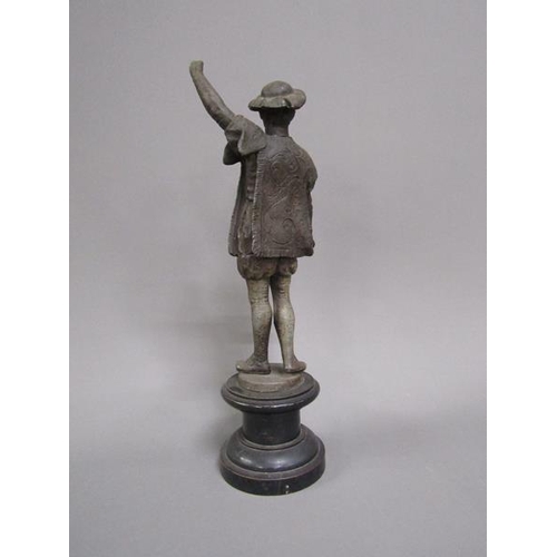 1124 - LATE VICTORIAN SPELTER MEDIEVAL STYLE FIGURE, 39CM H