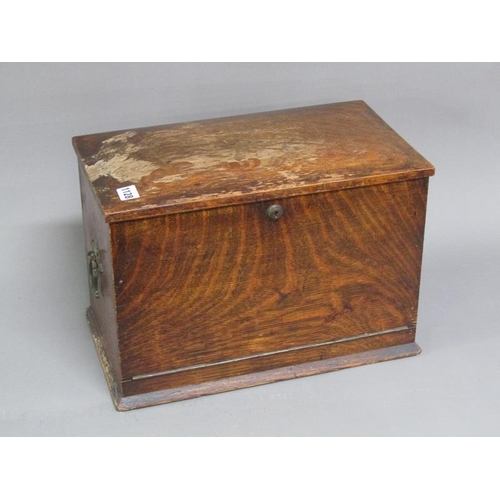 1128 - EDWARDIAN OAK STATIONERY BOX, 27CM H