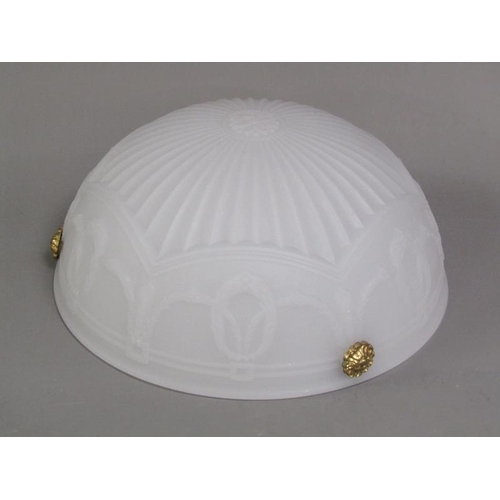 1130 - MOULDED OPAQUE GLASS DOME CEILING SHADE, 5514 PATENT, 36CM DIAM