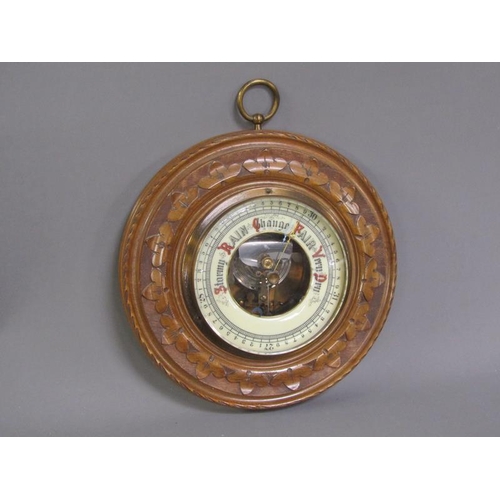 1151 - EDWARDIAN ANERIOD WALL BAROMETER, 22CM W