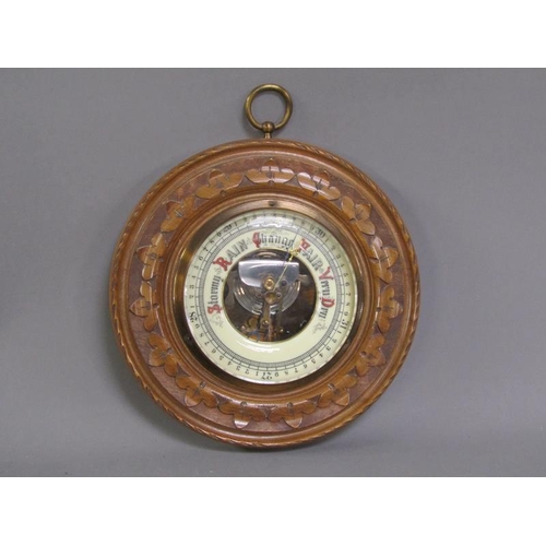 1151 - EDWARDIAN ANERIOD WALL BAROMETER, 22CM W