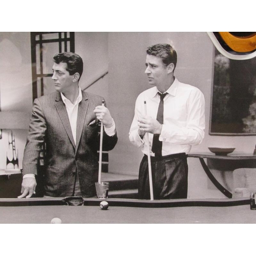 1157 - FRAMED THE RAT PACK BILLIARD DISPLAY - DEAN MARTIN ETC, 76CM W