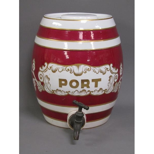 1165 - VICTORIAN PORT BARREL AND TAP, 33CM H