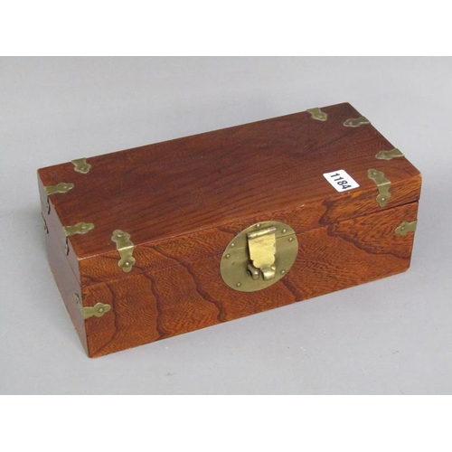 1184 - ORIENTAL BRASS BOUND BOX, 33CM W