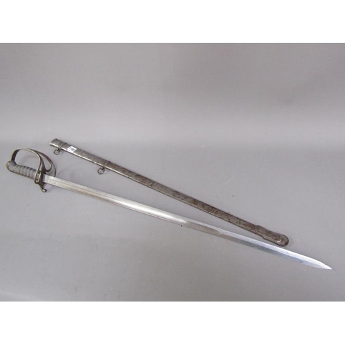 1185 - BRITISH ARMY CAVALRY SWORD AND SHEATH, 106CM L