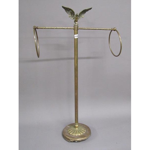 1190 - CAST BRASS TOWEL RAIL WITH EAGLE FINIAL, 97CM H