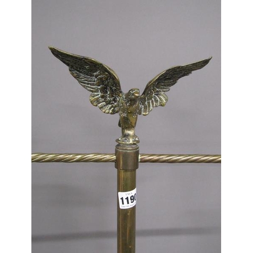 1190 - CAST BRASS TOWEL RAIL WITH EAGLE FINIAL, 97CM H