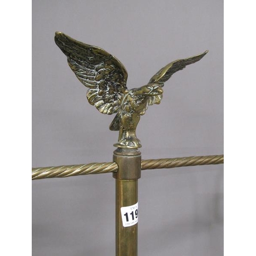 1190 - CAST BRASS TOWEL RAIL WITH EAGLE FINIAL, 97CM H