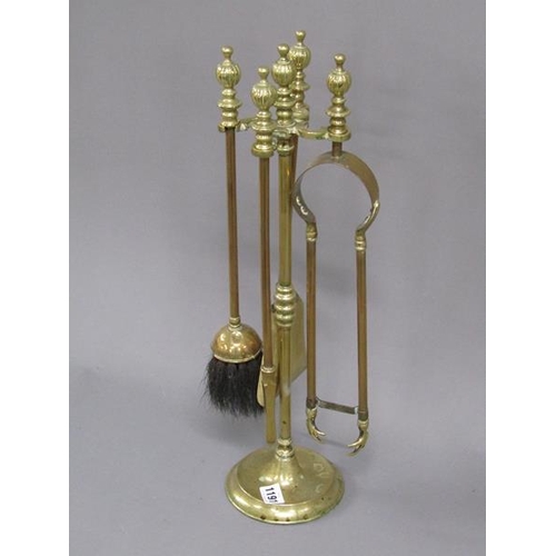 1191 - BRASS FIRE SIDE COMPANION SET, 55CM H