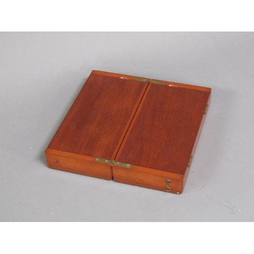 1193 - MAHOGANY CASED GAMES BOX WITH SOLITAIRE DOMINOES AND CHESS, 21CM W