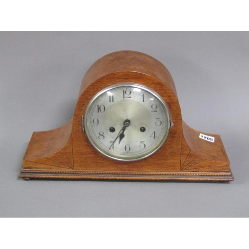 1205 - EARLY 20C OAK CASED MANTEL CLOCK, 42CM W