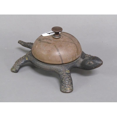 1208 - EARLY 20C TORTOISE DESK BELL, 12CM L