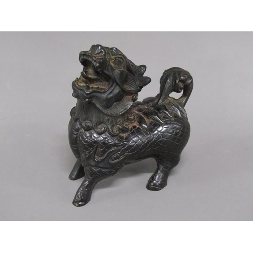 1221 - PAIR OF CHINESE CARFVED HARDWOOD DOGS OF FO, EACH 12CM W