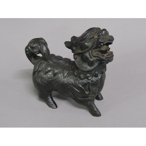 1221 - PAIR OF CHINESE CARFVED HARDWOOD DOGS OF FO, EACH 12CM W