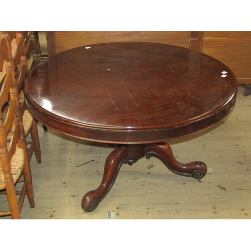 1577 - 19C MAHOGANY CIRCULAR PEDESTAL BREAKFAST TABLE, 120CM W, 75CM H