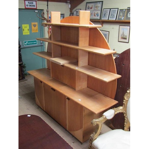 1583 - CONTEMPORARY SOLID BEECH STANDING OPEN BOOKCASE WITH CUPBOARD BASE, ATTRIBUTED TO DAVID LINLEY, 205C... 