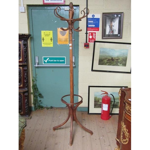 1584 - BENT WOOD HAT AND COAT STAND, 200CM H