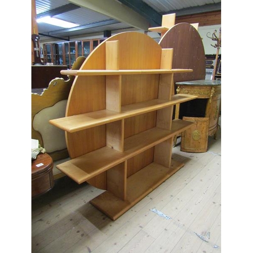 1586 - CONTEMPORARY SOLID BEECH STANDING OPEN BOOKCASE, ATTRIBUTED TO DAVID LINLEY, 189CM W, 153CM H