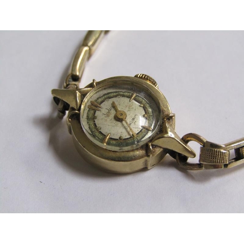 1225 - TWO 14CT GOLD CASED WATCH MOVEMENTS WITH PLATED STRAPS