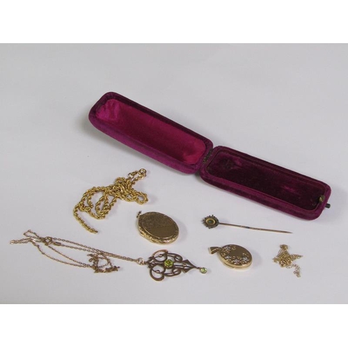 1232 - COLLECTION OF MISC ITEMS OF 9CT GOLD TO INCL TWO LOCKETS, 12G