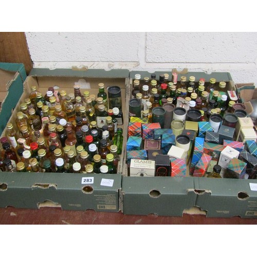 283 - TWO BOXES OF LIQUEUR AND WHISKY MINIATURES - SOME BOXED