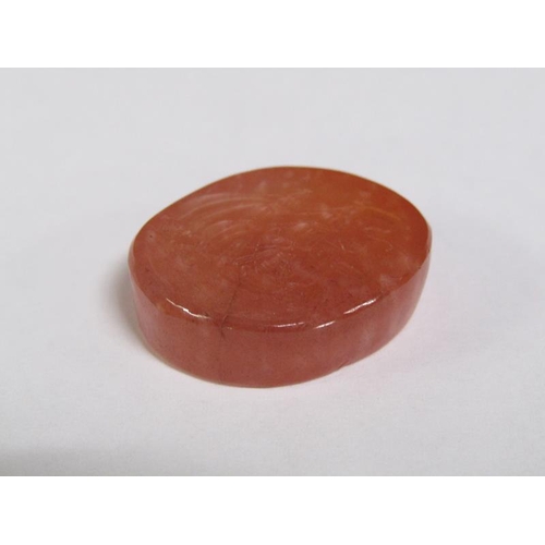 102 - A 19c Cornelian seal engraved with a war ship.