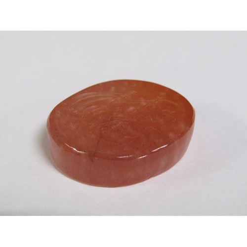 102 - A 19c Cornelian seal engraved with a war ship.