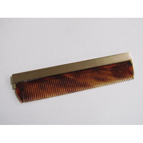 105 - A 9ct gold engine turned cased comb, makers marks S J R, Birmingham 1977, 36.6g total.