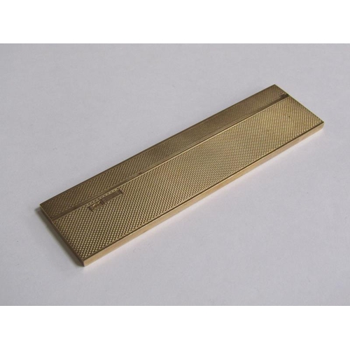 105 - A 9ct gold engine turned cased comb, makers marks S J R, Birmingham 1977, 36.6g total.