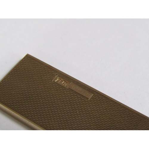 105 - A 9ct gold engine turned cased comb, makers marks S J R, Birmingham 1977, 36.6g total.