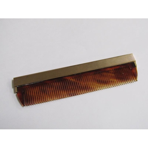 105 - A 9ct gold engine turned cased comb, makers marks S J R, Birmingham 1977, 36.6g total.