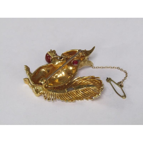 111 - A 1960's Kutchinsky 18ct gold and diamond with ruby set squirrel brooch, total 21.8g, 4cm h, signed ... 