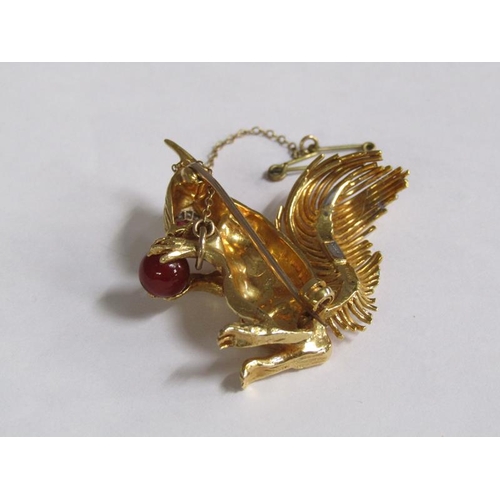 111 - A 1960's Kutchinsky 18ct gold and diamond with ruby set squirrel brooch, total 21.8g, 4cm h, signed ... 