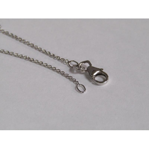 117 - An 18ct white gold Art Deco style diamond and aquamarine set pendant with chain, total 8.2g.