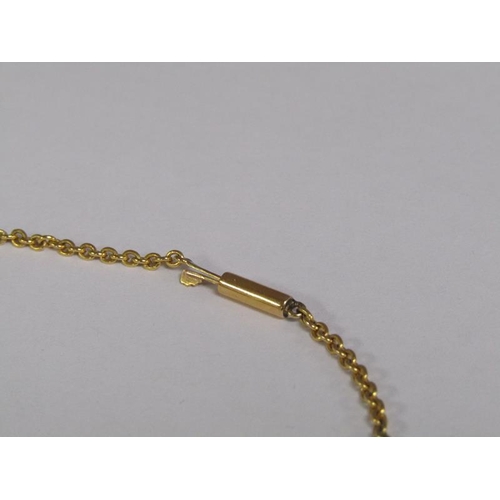 118 - A 15ct gold tourmaline and diamond pearl set pendant necklace, total 12.3g.