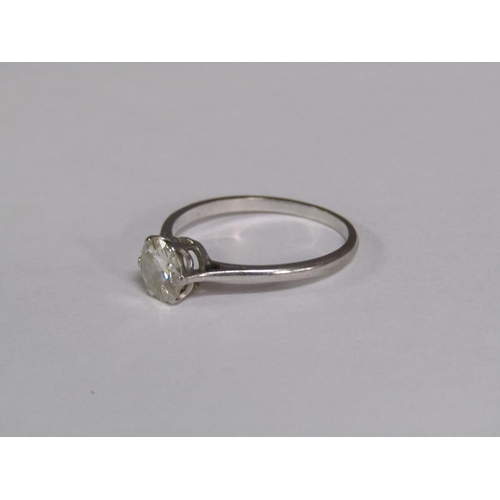 134 - A platinum and diamond set ring, approx 1 carat stone, size S 1/2.