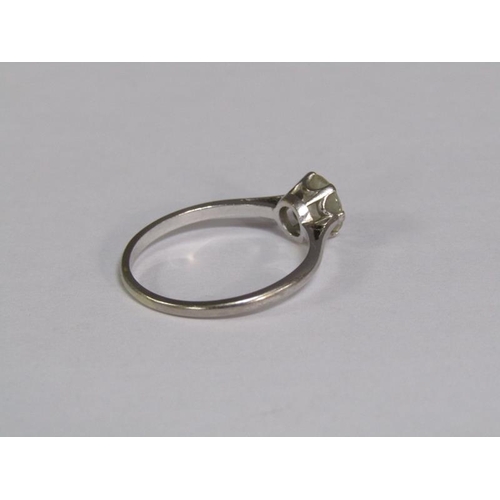 134 - A platinum and diamond set ring, approx 1 carat stone, size S 1/2.