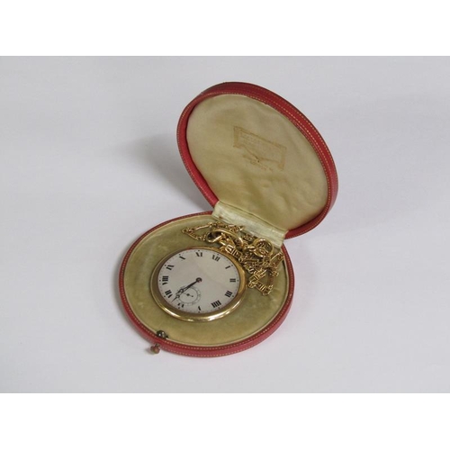 98 - A Lacloche Freres of Paris 18ct gold fob watch and chain with enamel initials to reverse, 52.9g tota... 