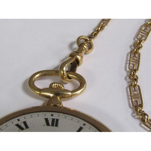 98 - A Lacloche Freres of Paris 18ct gold fob watch and chain with enamel initials to reverse, 52.9g tota... 