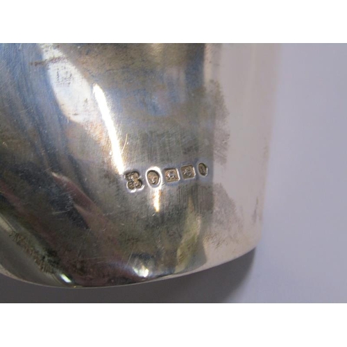 170 - An Art Deco silver single bottle inkstand, the globular cut glass bottle with silver mount and hinge... 