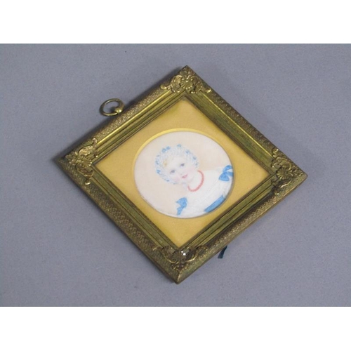 84 - Unsigned - Portrait of Rose Sophia Mary Fane, aged 22 months, July 1831, circular framed and glazed,... 