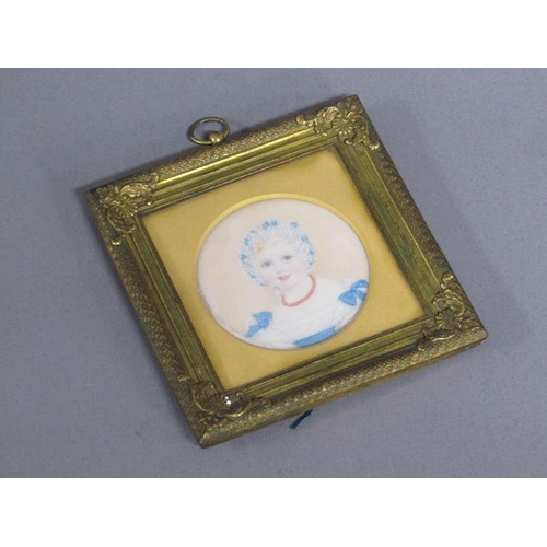 84 - Unsigned - Portrait of Rose Sophia Mary Fane, aged 22 months, July 1831, circular framed and glazed,... 