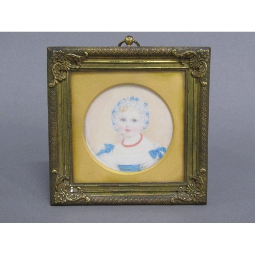 84 - Unsigned - Portrait of Rose Sophia Mary Fane, aged 22 months, July 1831, circular framed and glazed,... 