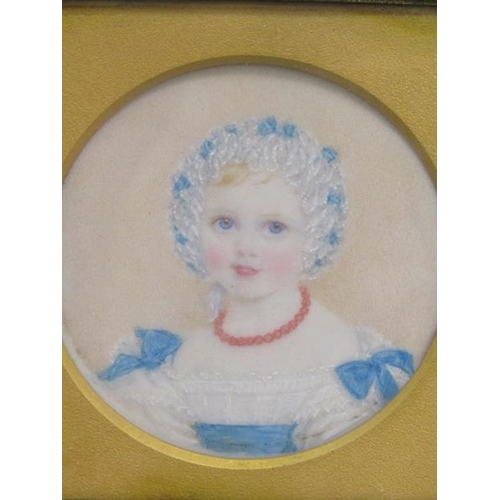 84 - Unsigned - Portrait of Rose Sophia Mary Fane, aged 22 months, July 1831, circular framed and glazed,... 